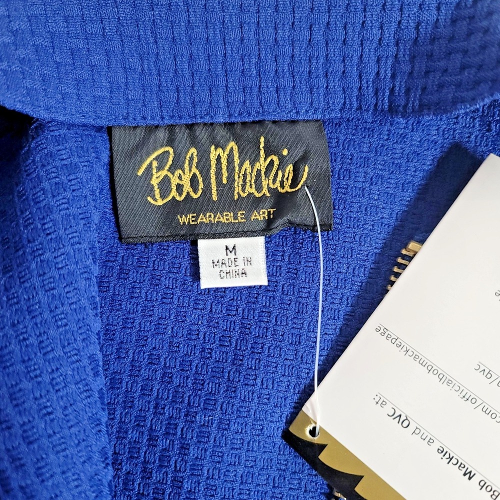 Bob Mackie Wearable Art Jacket Womens Medium Blue Zip Front Textured Pockets NWT - Picture 7 of 11